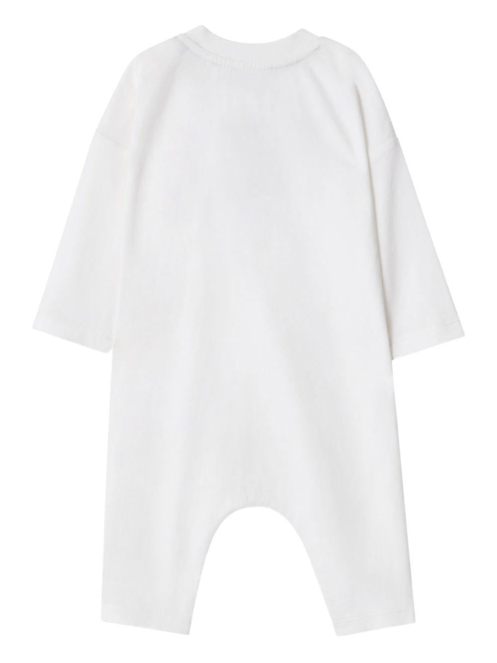 Tutina intera per neonati Burberry Kids bianca con motivo Equestrian Knight 8117494 A1464 BURBERRY KIDS 