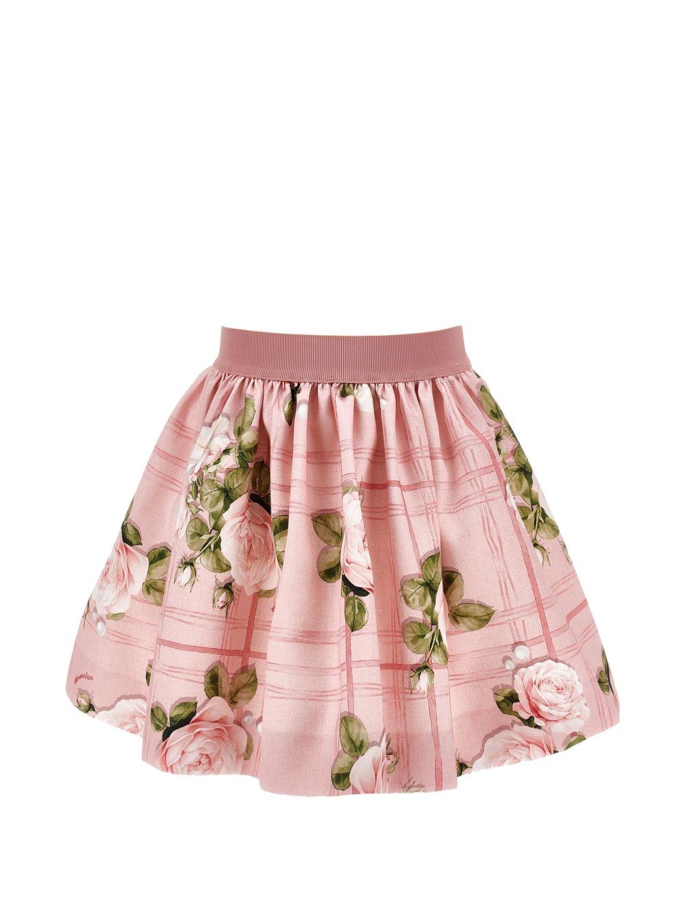 Gonna per bambina Monnalisa Kids rosa con stampa a fiori 71H700 8660 094F MONNALISA KIDS 