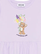Abito da bambina Moschino Kids viola con ricamo a fiori HDV0HQLFA06 51683 MOSCHINO KIDS 