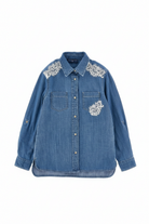 Camicia per bambina Ermanno Scervino Junior in denim con dettaglio in pizzo Z9G303 7736 0055 ERMANNO SCERVINO KIDS 