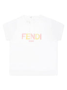 T-shirt baby in jersey con logo per neonato Fendi Kids bianco con orlo dritto BFI166 7AJ F1R0X FENDI KIDS 
