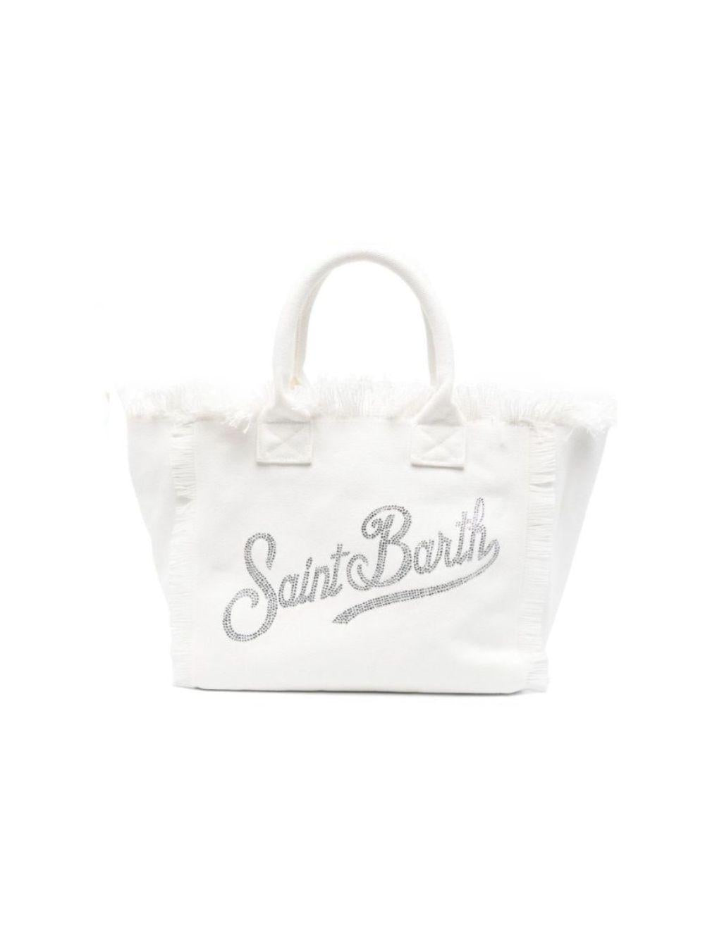 Borsa Vanity MC2 Saint Barth bianca con logo con paillettes VANI001 02571L MC2 ST. BARTH KIDS 