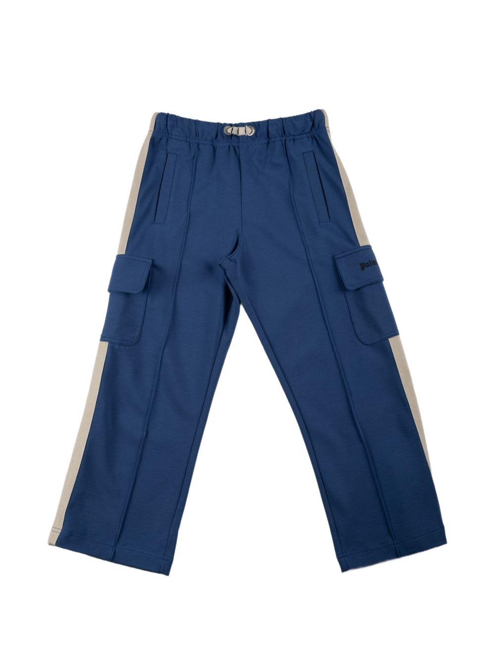 Pantaloni cargo per bambino Palm Angels Kids blu con tasche a soffietto PBCJ008S26FLE001 060 PALM ANGELS KIDS 