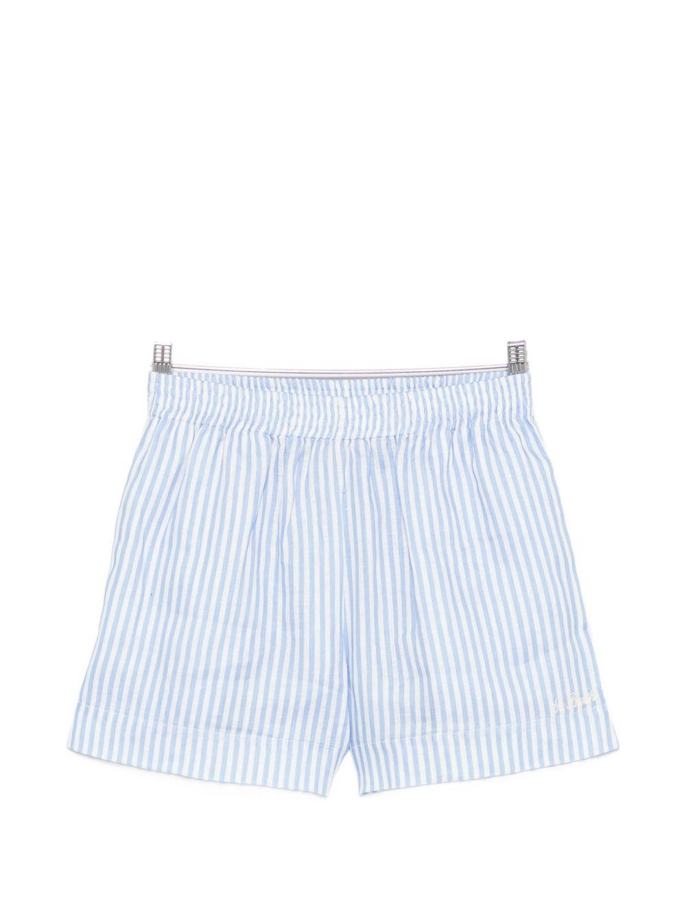 Shorts da donna MC2 Saint Barth azzurro con motivo a righe verticali MEA002 07571L MC2 ST. BARTH 