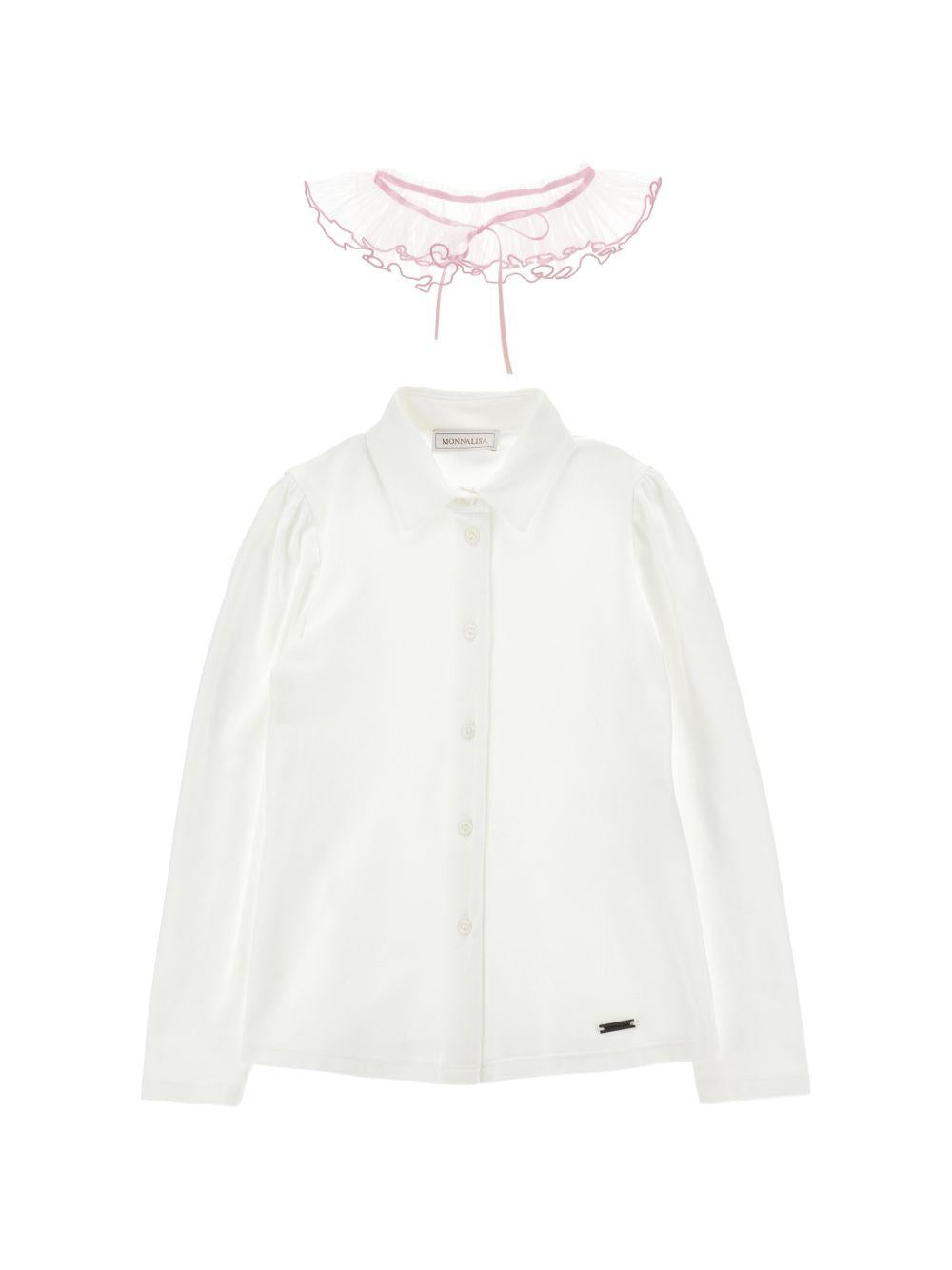 Camicia per bambina Monnalisa Kids bianca con colletto con ruches 17H300 8201 0163 MONNALISA KIDS 