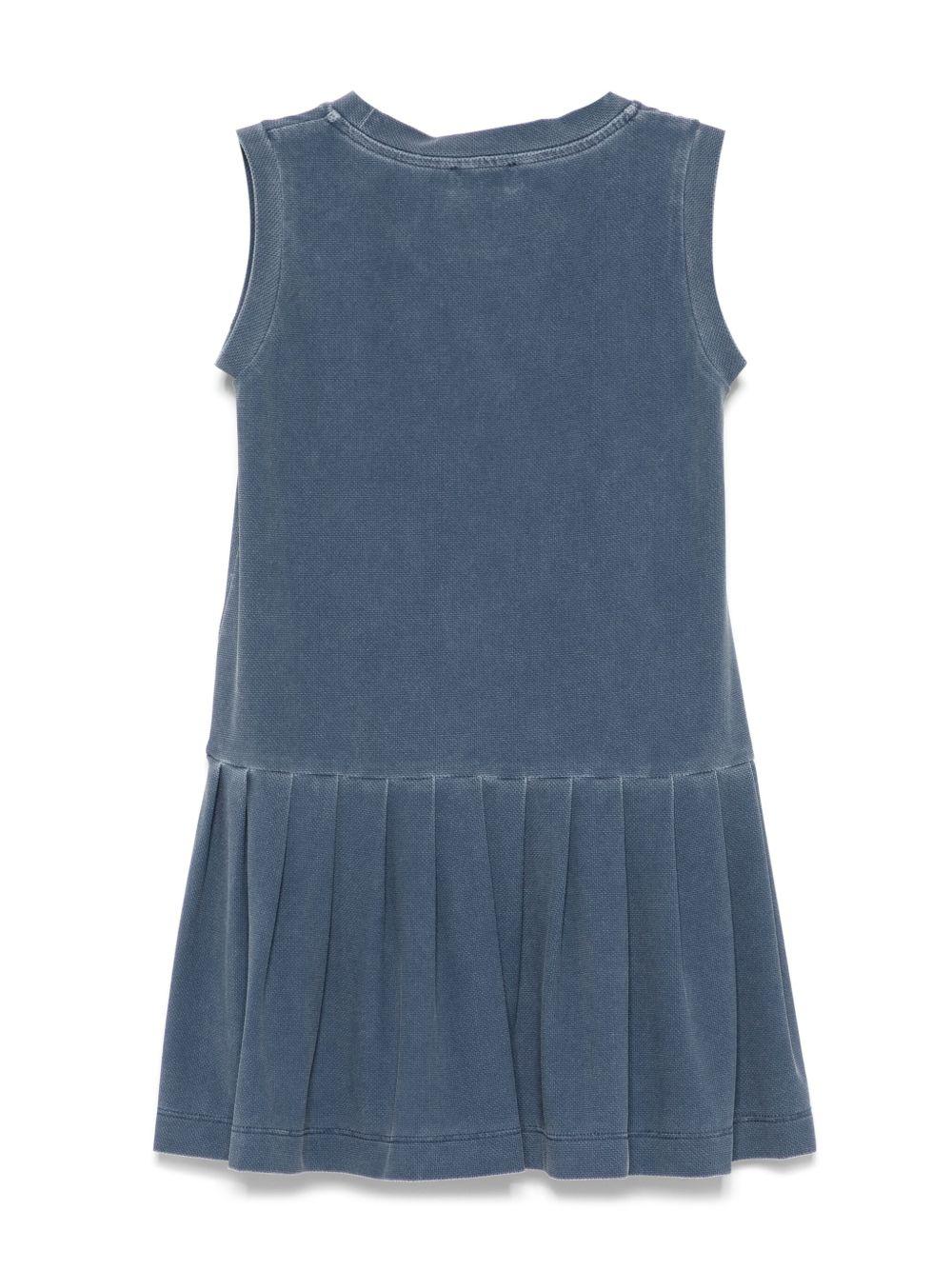 Abito per bambina Il Gufo blu con gonna svasata e stampa con logo laterale P25VA333N0107 497 IL GUFO 