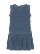 Abito per bambina Il Gufo blu con gonna svasata e stampa con logo laterale P25VA333N0107 497 IL GUFO 