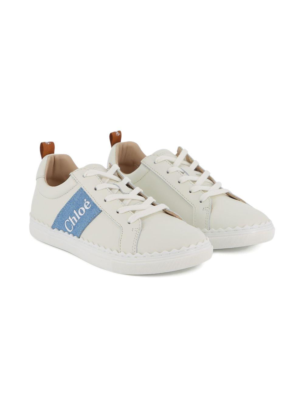 Sneakers per bambina Chloé Kids bianche con toppa con logo C20887 117 CHLOE' KIDS 