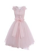 Abito per bambina Monnalisa rosa con applicazione a fiori 77G900 7121 0092 MONNALISA KIDS 