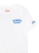 T-shirt per bambino MC2 Saint Barth Kids bianca con scritta "St. Barth Playboy" sul davanti PRL0001 00319L MC2 ST. BARTH KIDS 