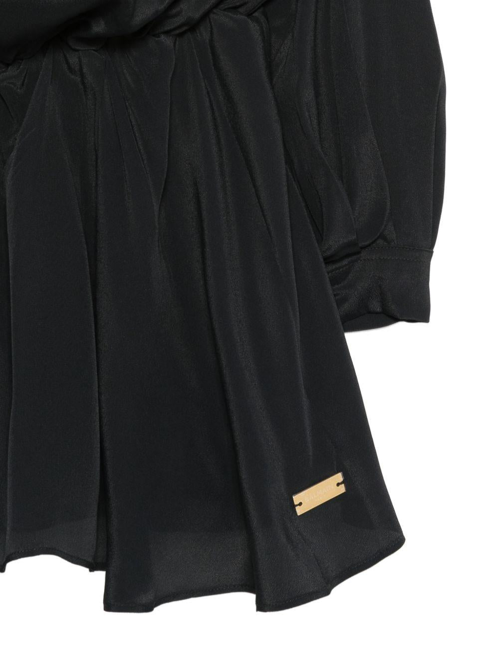 Abito per bambina Balmain Kids nero con design arricciato BZ1B40 K0005 930OR BALMAIN KIDS 