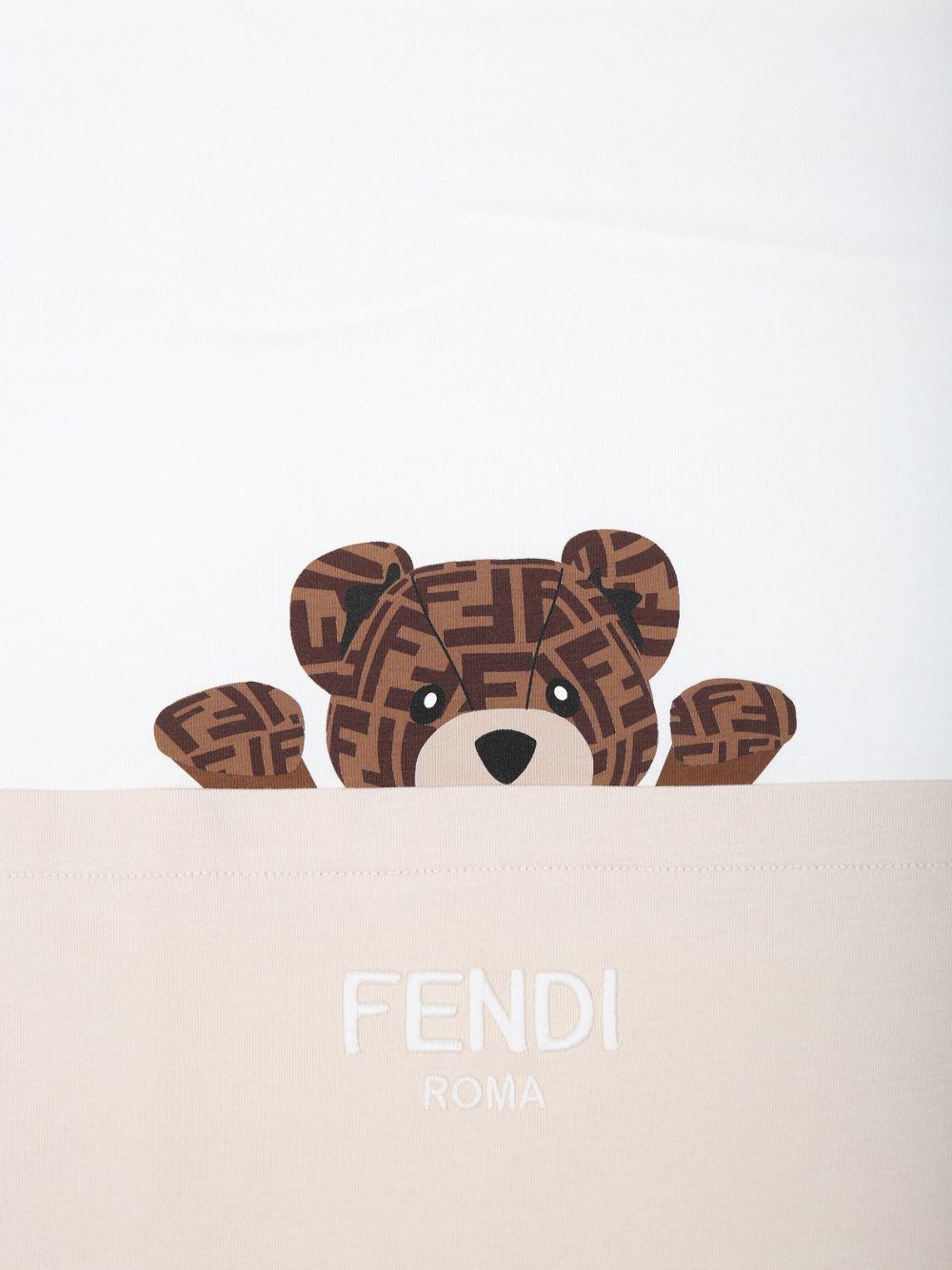 Coperta per neonati Fendi Kids beige con stampa con orsetto BUJ282 ST8 F19J5 FENDI KIDS 