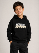Felpa per bambini Moschino Kids nera con stampa grafica HUF09ZLCA83 60100 MOSCHINO KIDS 