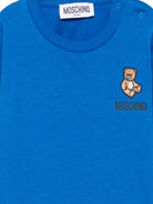T-shirt per neonati Moschino Kids blu con ricamo Teddy Bear MUO01DLAA10 40157 MOSCHINO KIDS 