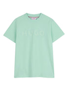 T-shirt per bambino Hugo Kids verde con logo goffrato G01014 72B Hugo KIDS 