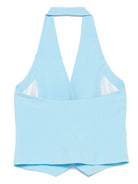 Gilet per donna Merci azzurro con trama slub e scollo all'americana TOM017 PISCINA MERCI 