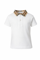 Polo per neonato Burberry Kids bianca con logo ricamato 8105577 A1464 BURBERRY KIDS 