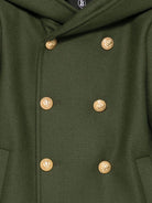 Cappotto doppiopetto per bambina Balmain Kids verde con cappuccio BX2P30 E0169 762OR BALMAIN KIDS 
