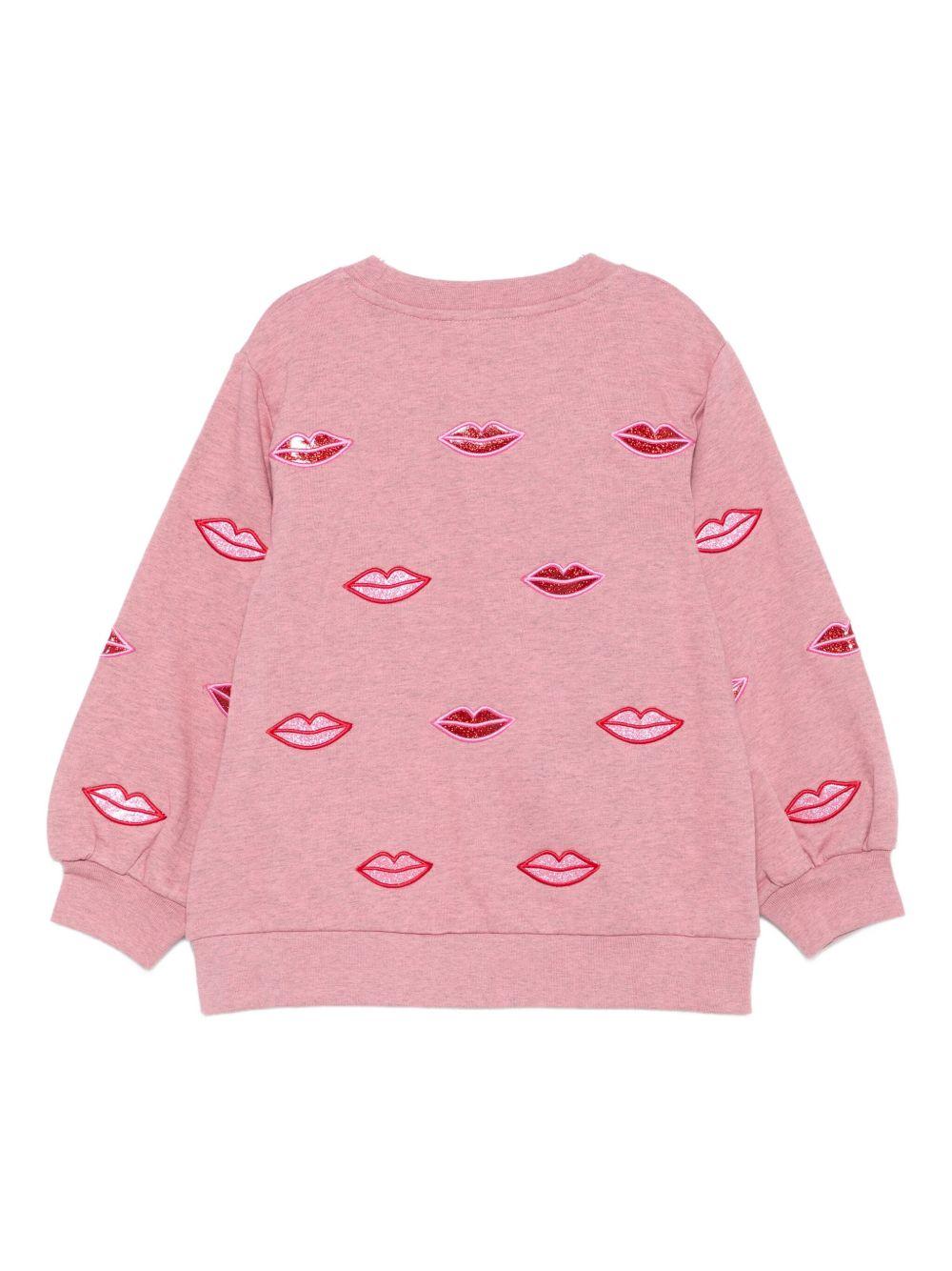 Felpa per bambina Stella McCartney Kids rosa con labbra decorate TX4C30 Z3061 883 STELLA McCARTNEY KIDS 