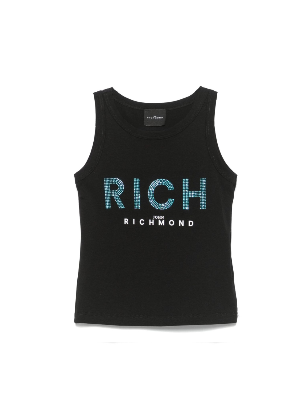 Canotta per bambina John Richmond Junior nero con logo in strass RGP25133CN BLACK JOHN RICHMOND KIDS 