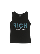 Canotta per bambina John Richmond Junior nero con logo in strass RGP25133CN BLACK JOHN RICHMOND KIDS 