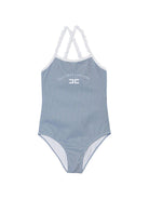 Costume da bagno per bambina Elisabetta Franchi La Mia Bambina blu con motivo a righe EFSW027CJT004 D880 ElISABETTA FRANCHI KIDS 