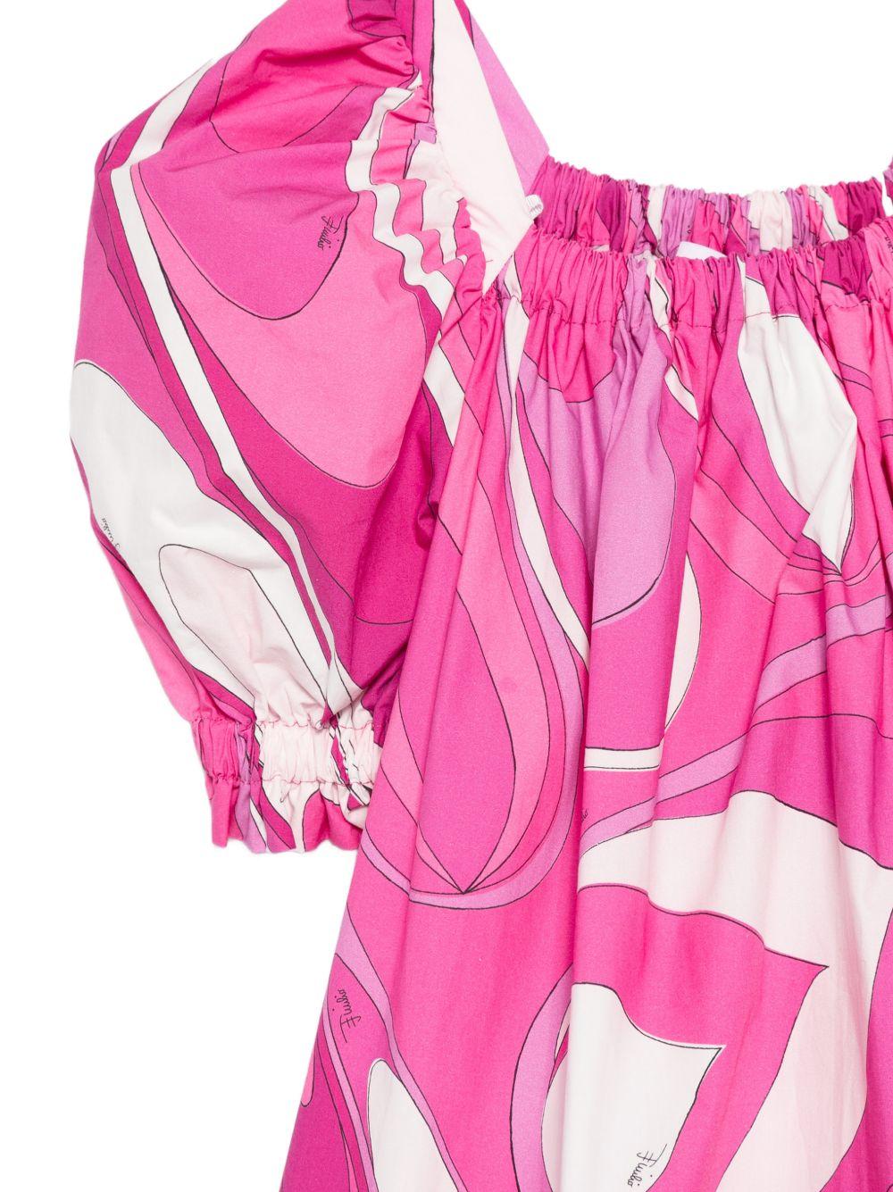 Abito per bambina Emilio Pucci Junior rosa a maniche corte PY1C01 P0584 570BC EMILIO PUCCI JUNIOR 