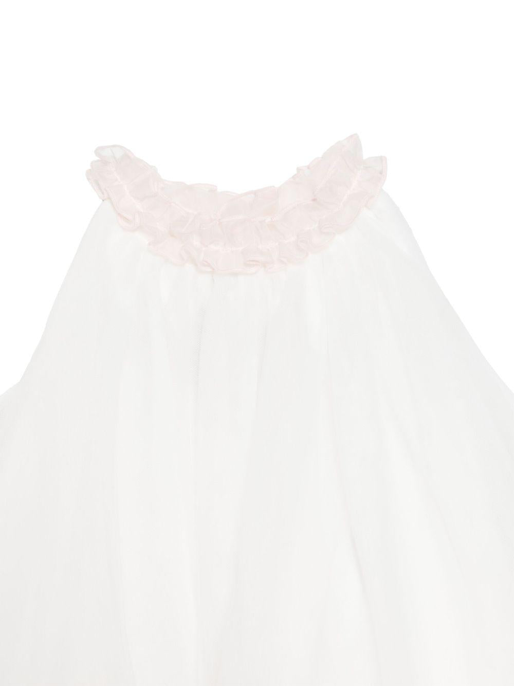 Abito per neonata La Stupenderia Giulietta bianco con inserto in tulle CBAB66 U26 LA STUPENDERIA 