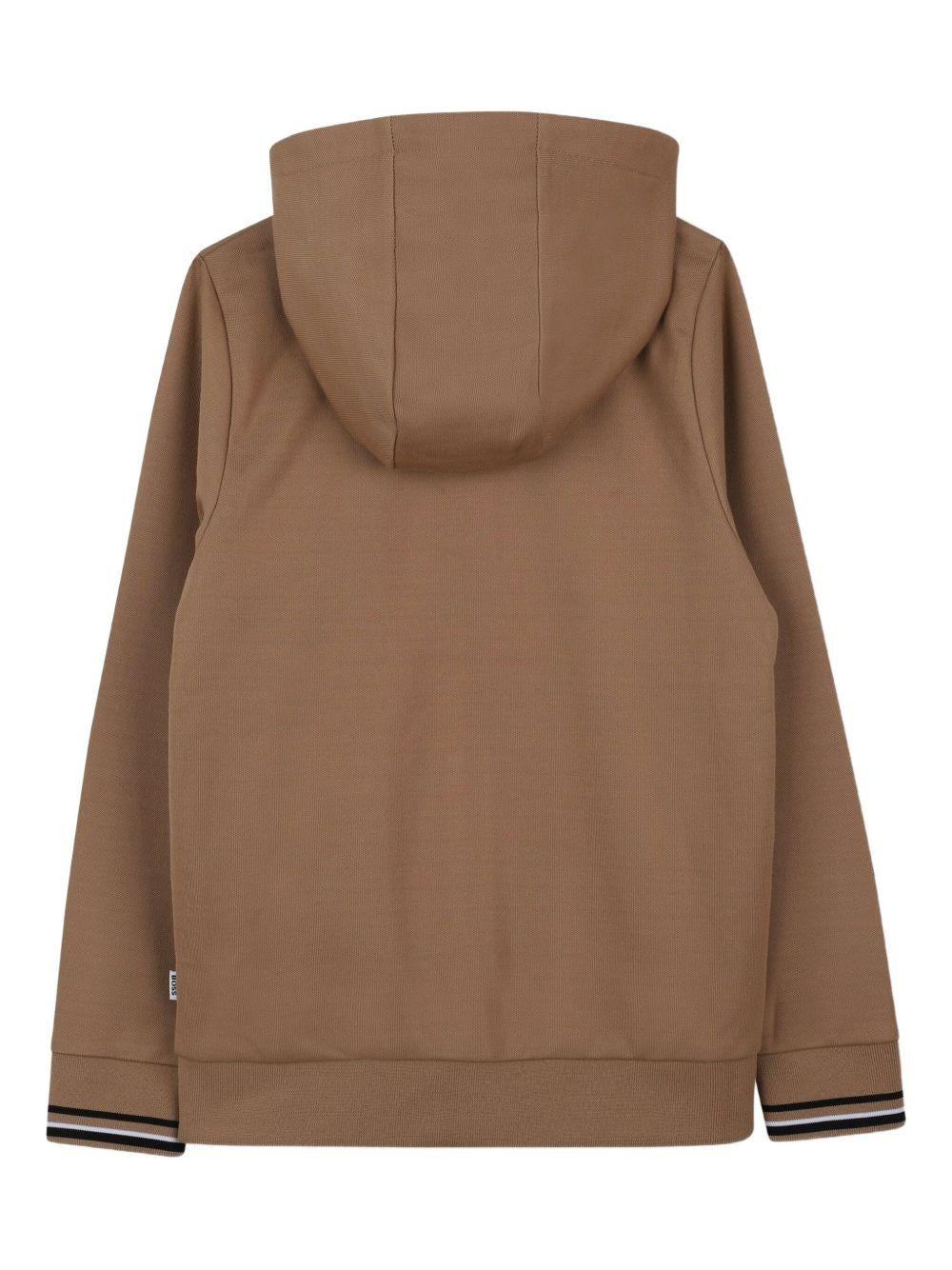 Tuta sportiva per bambino BOSS Kidswear marrone con cappuccio e zip J52399 269 BOSS KIDS 
