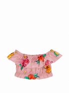 Top per bambina Monnalisa Kids x Disney rosa con volant e stampa floreale 11H310 8656 0093 MONNALISA KIDS 