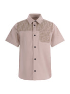 Camicia per bambino Fendi Kids beige con caratteristico monogramma FF JMC204 AS5Y F1P2N FENDI KIDS 