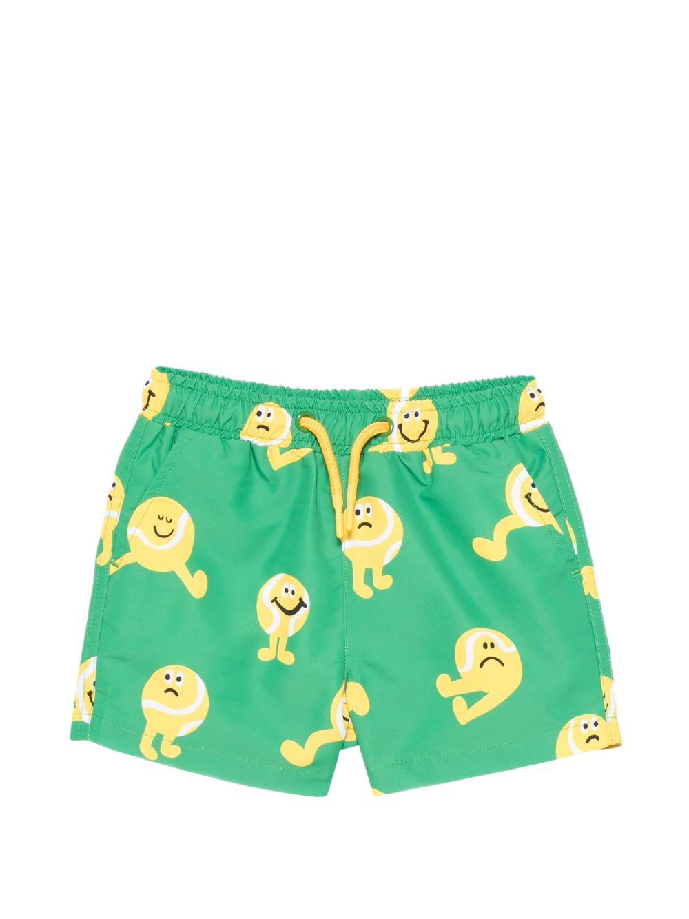 Costume per neonato Stella McCartney Kids verde con stampa palline da tennis TYC529 Z3594 769MC STELLA McCARTNEY KIDS 