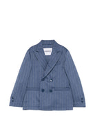 Blazer doppiopetto per bambino DONDUP Kids blu con motivo gessato DMGC0280TV117 4019 DONDUP KIDS 