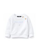 Felpa per neonato Balmain Kids bianca con bottoni BY4540 Z3183 100CE BALMAIN KIDS 