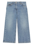 Jeans a gamba ampia per bambina Dolce & Gabbana Kids blu con passanti - Rubino Kids