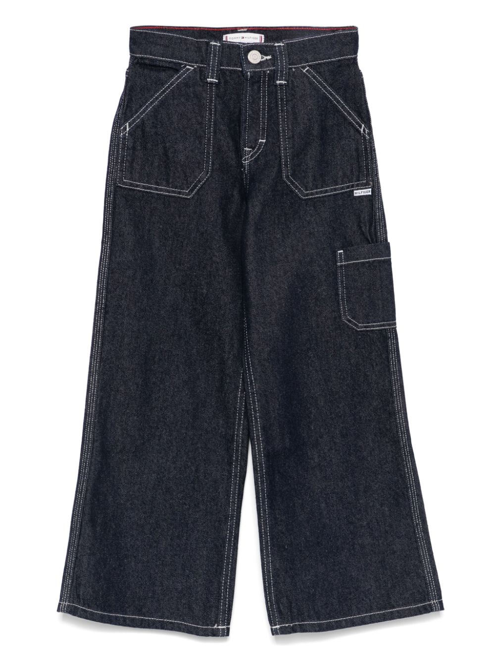 Jeans a gamba ampia per bambina Tommy Hilfiger Junior blu con passanti - Rubino Kids