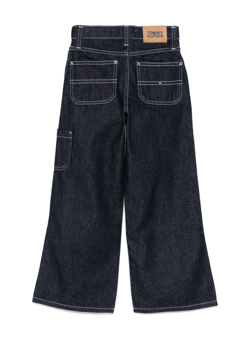 Jeans a gamba ampia per bambina Tommy Hilfiger Junior blu con passanti - Rubino Kids