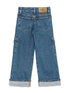 Jeans a gamba ampia per bambino Calvin Klein Kids blu con design cinque tasche - Rubino Kids