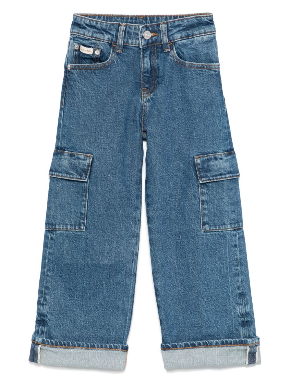 Jeans a gamba ampia per bambino Calvin Klein Kids blu con design cinque tasche - Rubino Kids