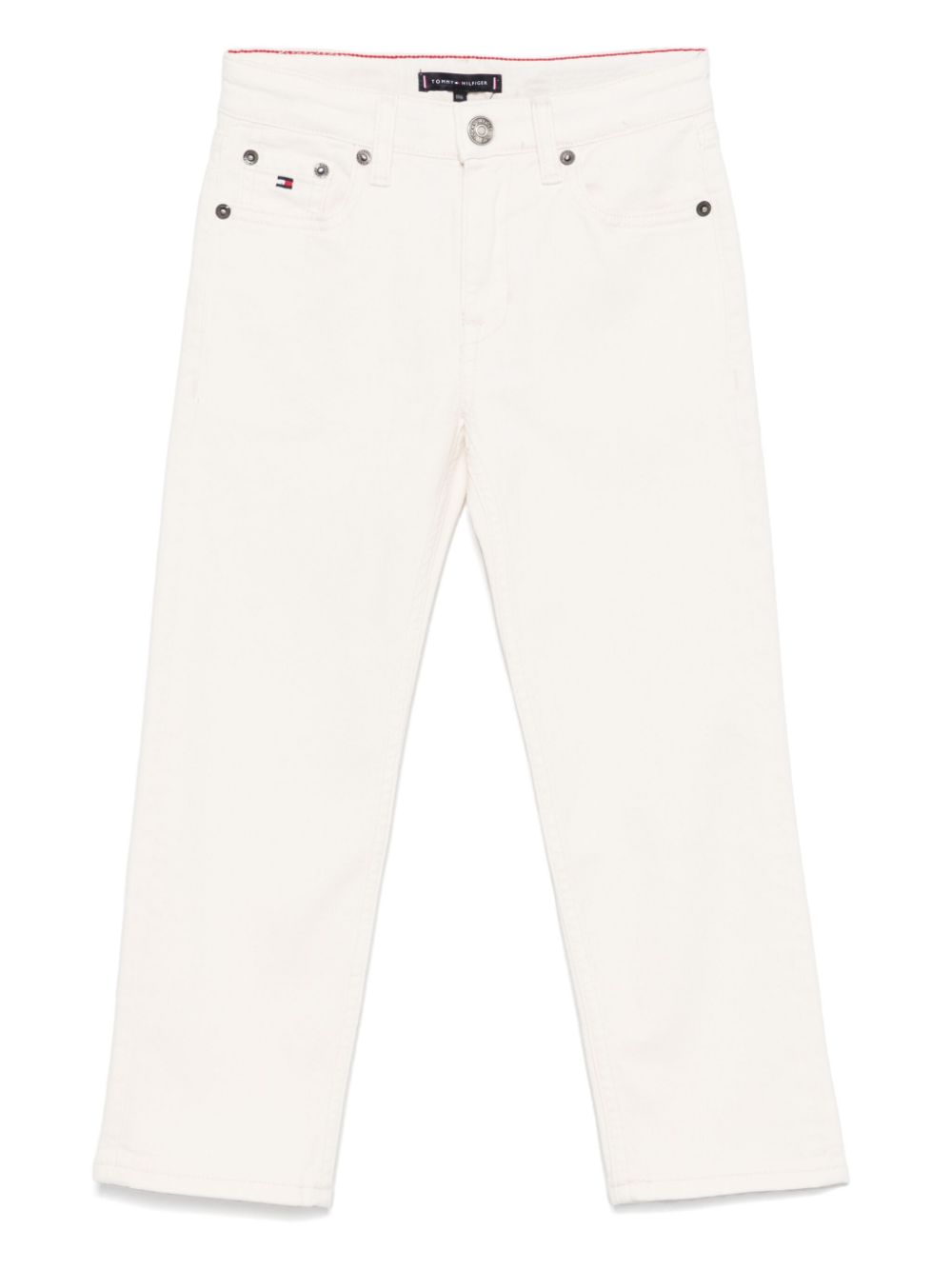 Jeans affusolati per bambino Tommy Hilfiger Junior bianco con design cinque tasche - Rubino Kids