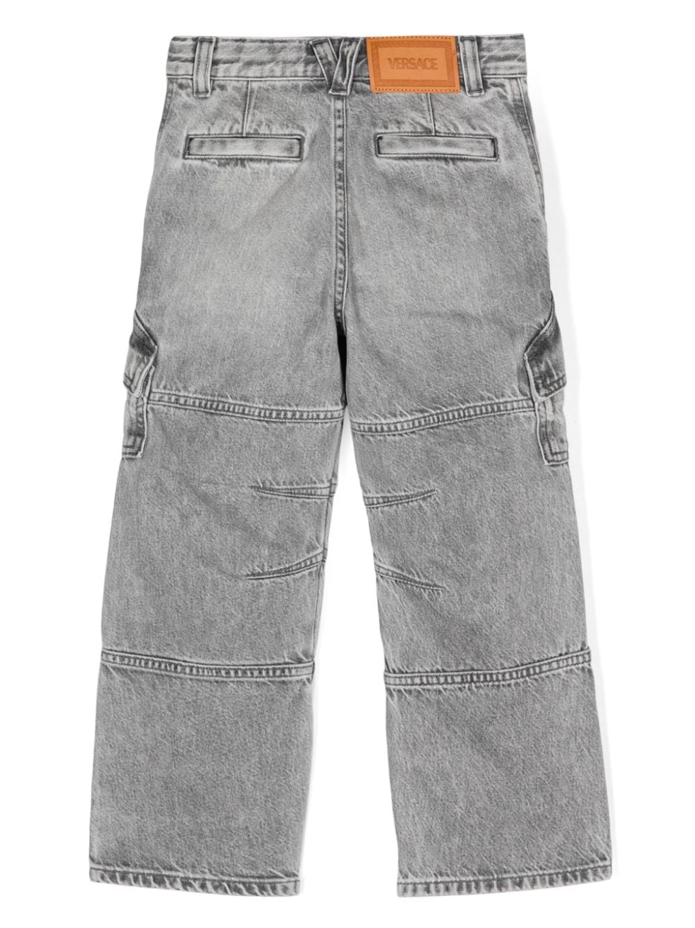 Jeans cargo a gamba dritta con pannelli per bambina Versace Kids con vita media - Rubino Kids