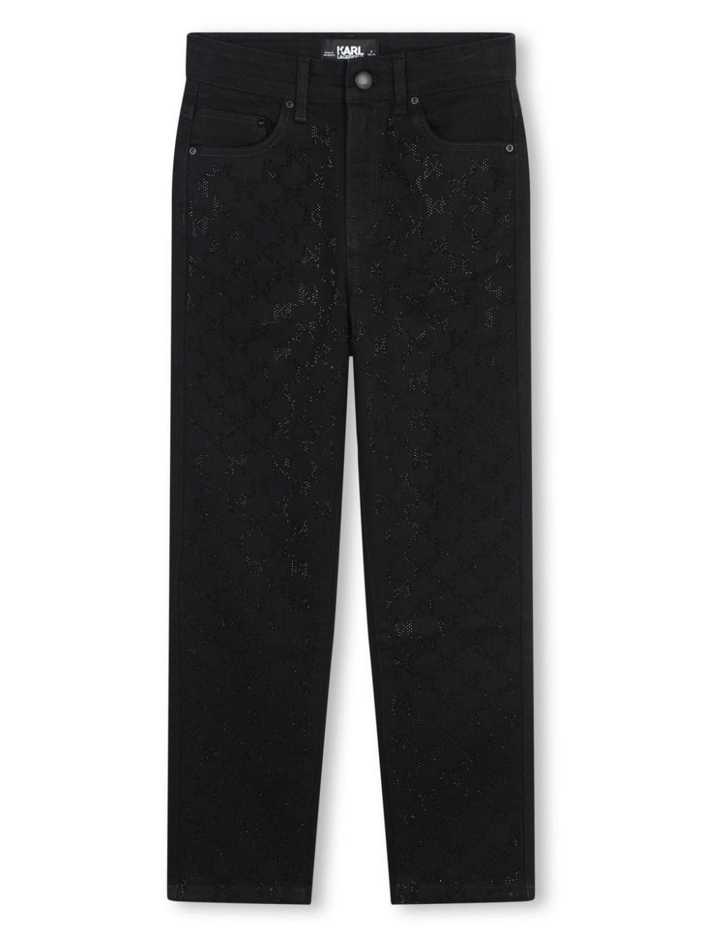 Jeans con applicazione per bambina Karl Lagerfeld Kids nero con passanti - Rubino Kids