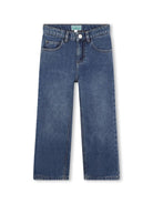 Jeans con applicazione per bambino Kenzo Kids blu con passanti - Rubino Kids