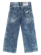 Jeans con cristalli per bambina Monnalisa blu con effetto sbiadito - Rubino Kids