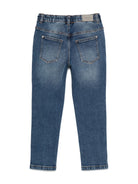 Jeans con logo ricamato per bambino TRUSSARDI JUNIOR blu con gamba dritta - Rubino Kids