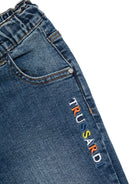 Jeans con logo ricamato per bambino TRUSSARDI JUNIOR blu con gamba dritta - Rubino Kids