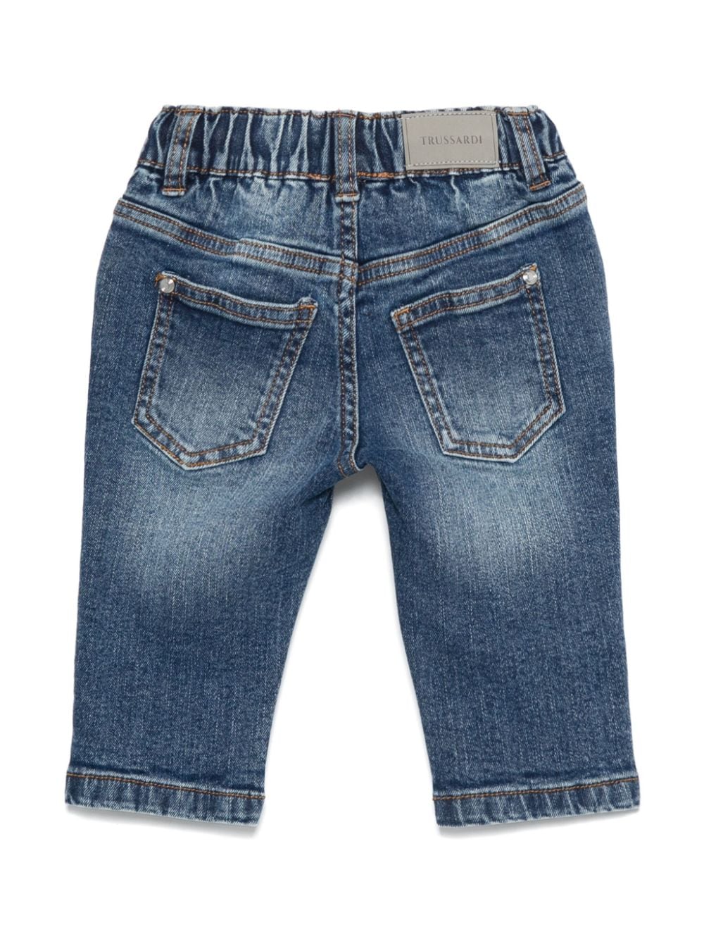 Jeans con logo ricamato per neonato TRUSSARDI JUNIOR blu con elastico in vita - Rubino Kids