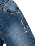 Jeans con logo ricamato per neonato TRUSSARDI JUNIOR blu con elastico in vita - Rubino Kids