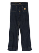 Jeans con placca logo per bambina Elisabetta Franchi La Mia Bambina blu con cuciture a contrasto - Rubino Kids