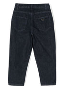 Jeans con placca logo per bambino Emporio Armani Kids nero con cinque tasche classiche - Rubino Kids